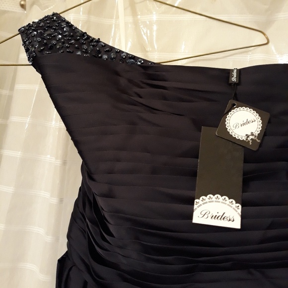 Blue One Shoulder Floor-length Evening Event Dress - Picture 5 of 8